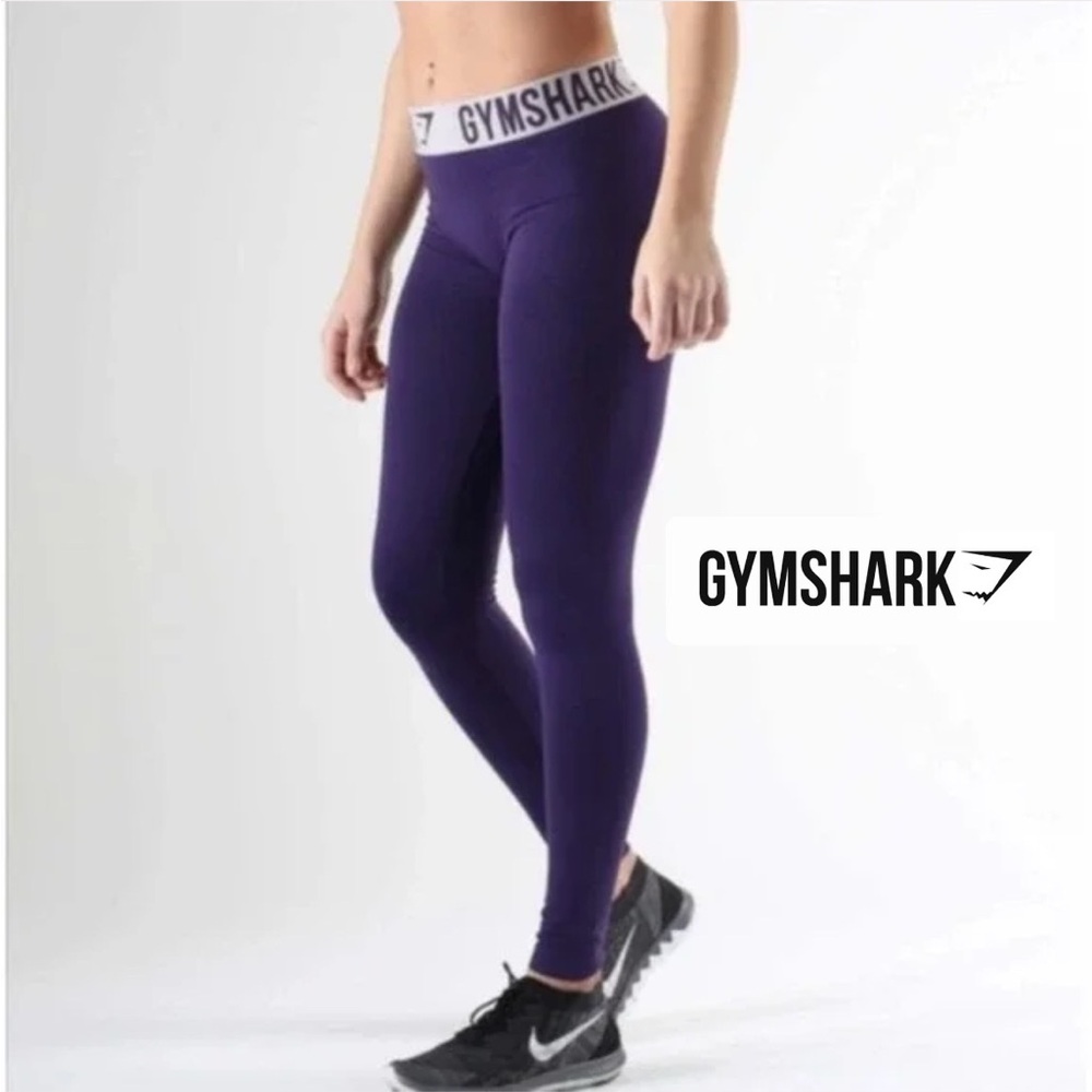 Gymshark Flex Leggings - Size XS - Dark Purple with Light Purple Band